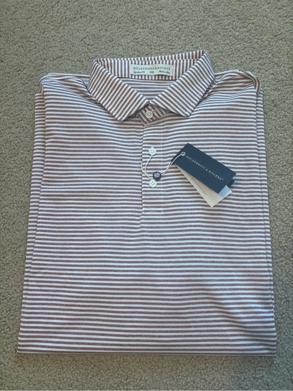 Holderness & Bourne Maxwell Striped Brown and White Polo Shirt